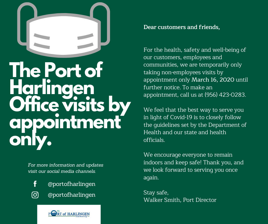 Port of Harlingen COVID19 Update Port of Harlingen Authority
